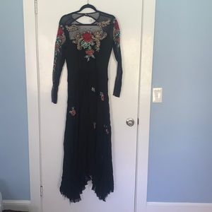 NWT! Free People Long Sleeve Floral Embellished Gown